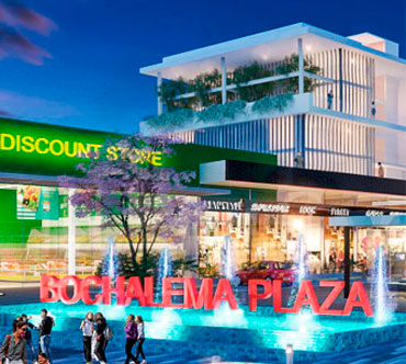 Render del proyecto Bochalema Plaza, donde se aprecia toda la fachada y exterior del Mall